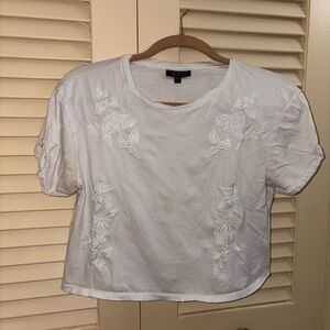 TopShop Brand White Embroidered Crop Top